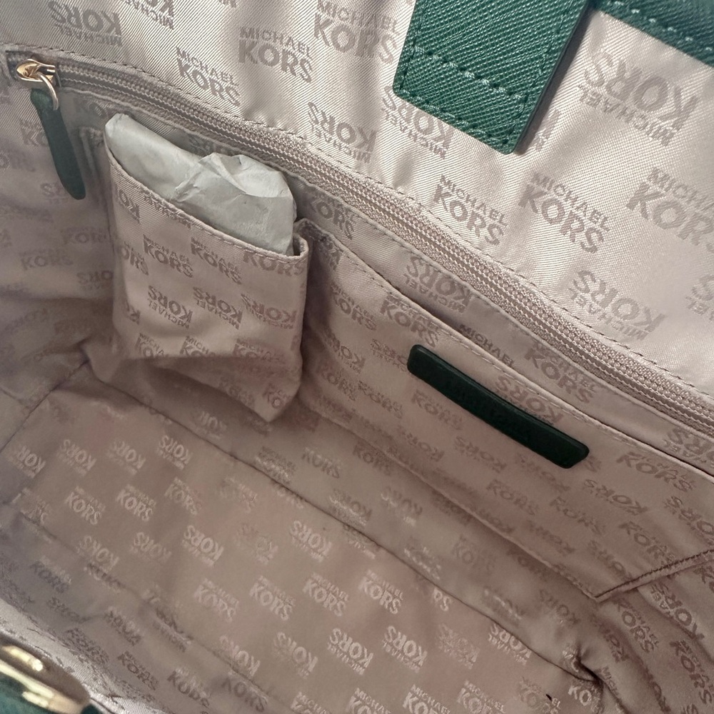 Michael Kors Microstud Center Stripe Small Travel Tote – Moss (NWT) - Picture 8 of 14